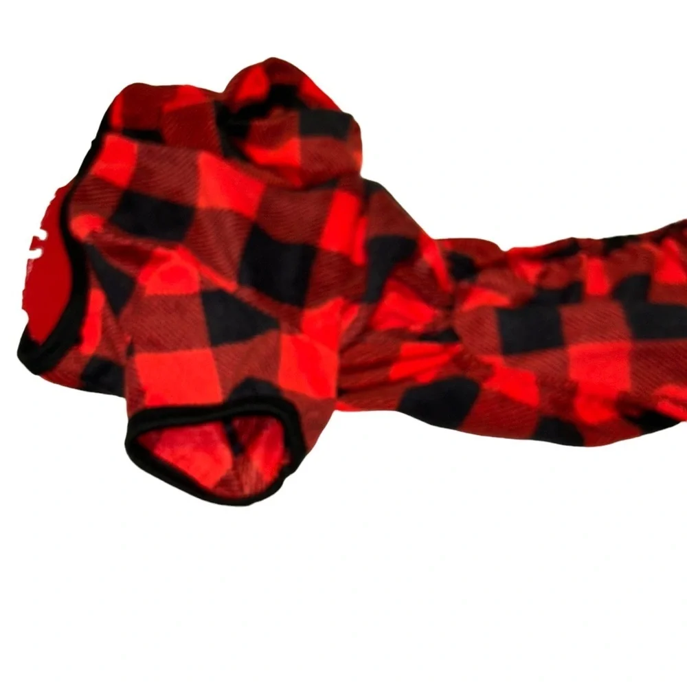 Wondershop red christmas Buffalo Plaid Fleece Dog and Cat Pajamas Large L